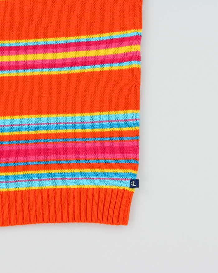 Vintage 1990s Ralph Lauren Stripe Boat Neck Sleeveless Knit Jumper - M
