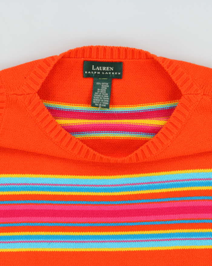 Vintage 1990s Ralph Lauren Stripe Boat Neck Sleeveless Knit Jumper - M