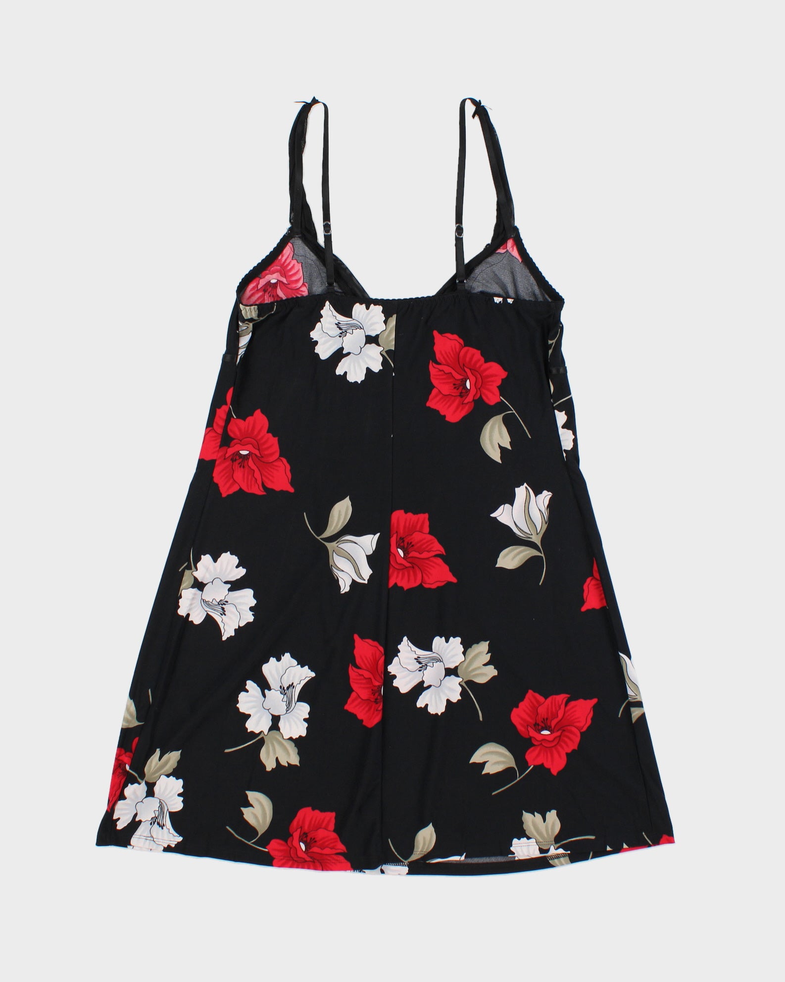Vintage Y2K 00s Black Floral Slip Dress - S