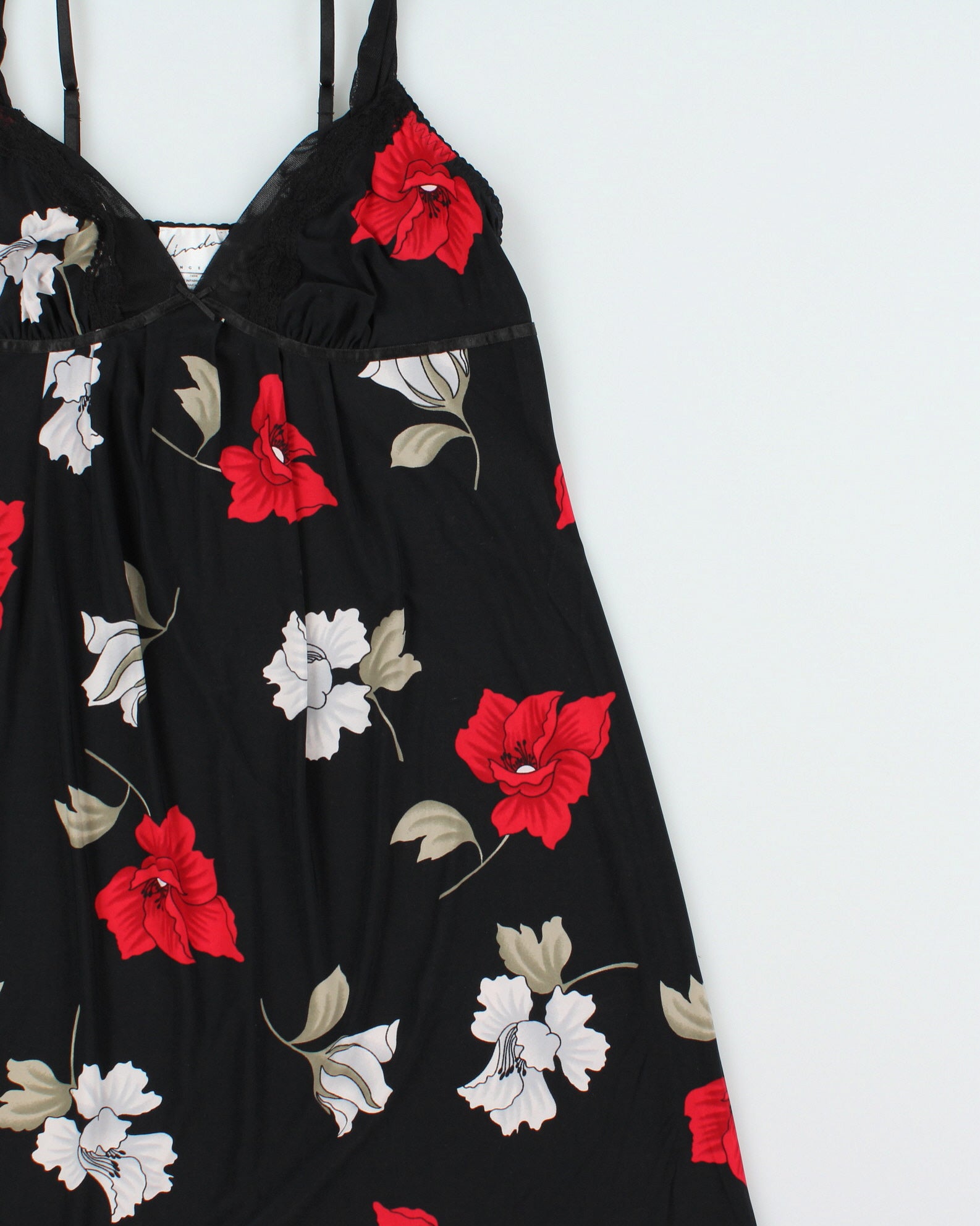 Vintage Y2K 00s Black Floral Slip Dress - S