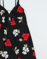 Vintage Y2K 00s Black Floral Slip Dress - S