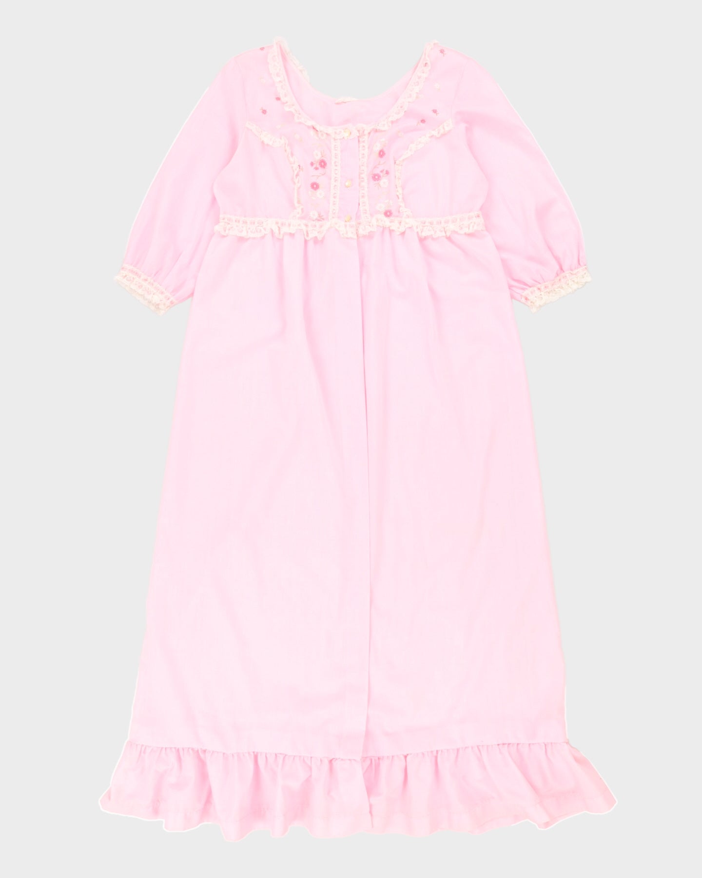 Vintage 70s Chardin Pink Floral Nightgown - L