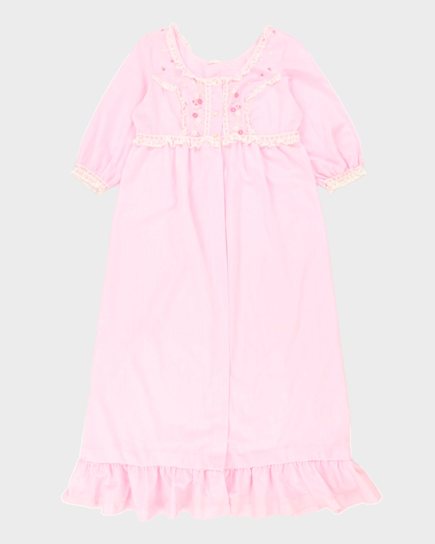 Vintage 70s Chardin Pink Floral Nightgown - L
