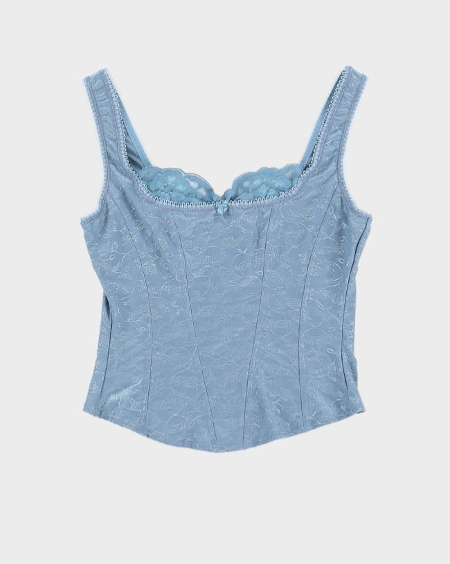 Vintage 90s Arianne Blue Corset Style Cami - S