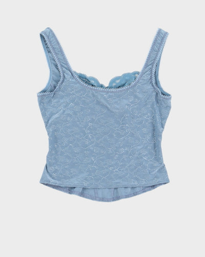Vintage 90s Arianne Blue Corset Style Cami - S