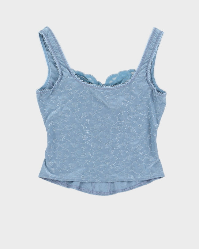 Vintage 90s Arianne Blue Corset Style Cami - S