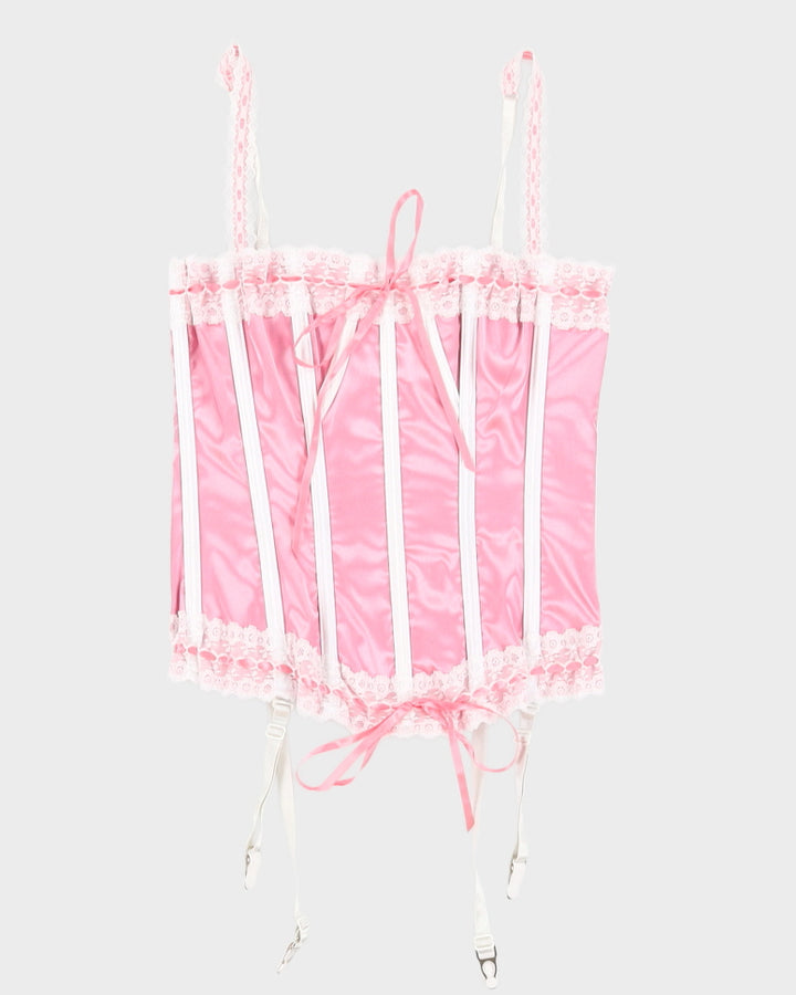 Y2K 00s Shirley Of Hollywood Pink Sateen Corset - S