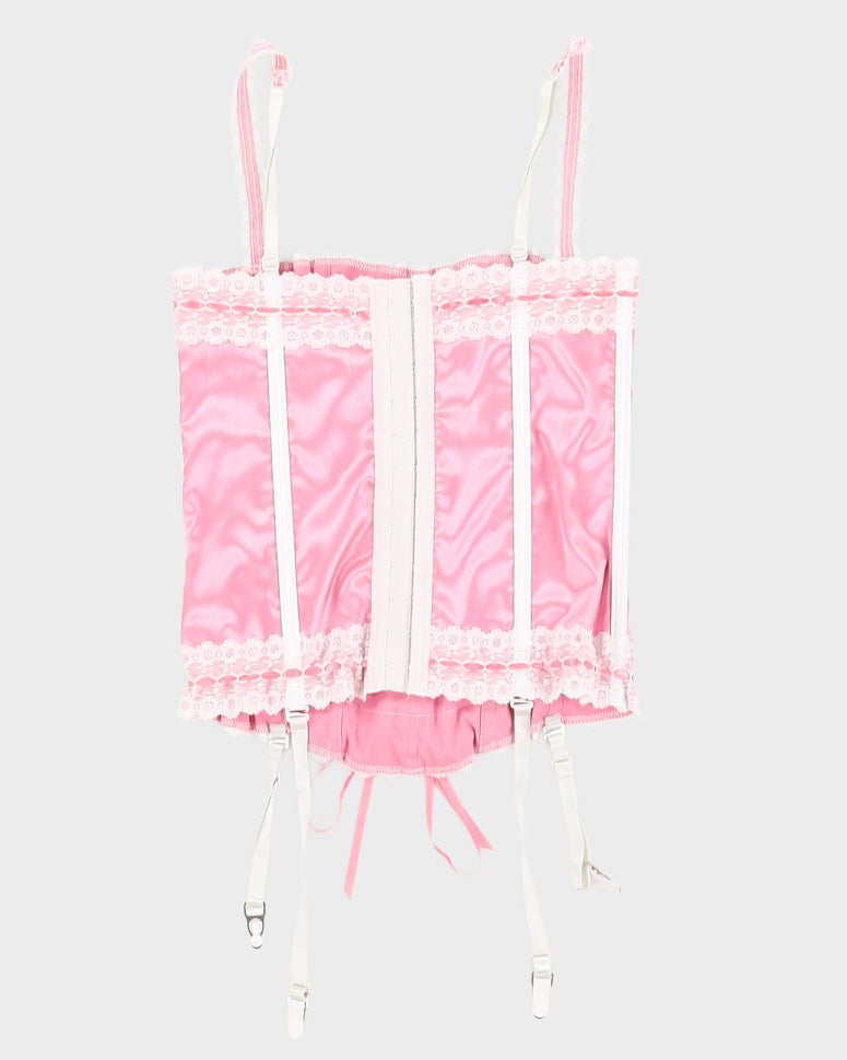 Y2K 00s Shirley Of Hollywood Pink Sateen Corset - S