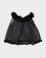 Black Mesh Fluffy Lingerie Cami Top - S
