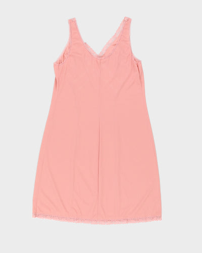 Pink Lace Detail Lingerie Slip Dress - M