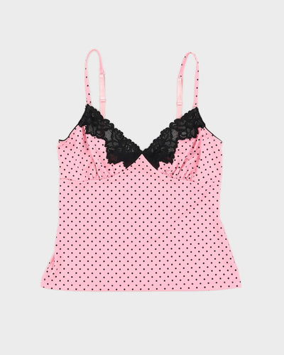 Y2K 00s Love La Senza Pink Polka Dot Cami - M