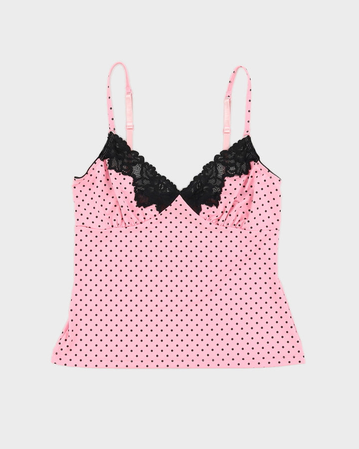 Y2K 00s Love La Senza Pink Polka Dot Cami - M