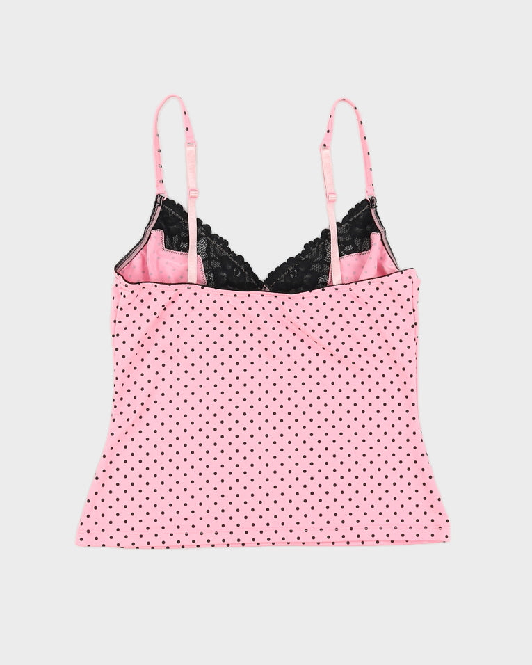 Y2K 00s Love La Senza Pink Polka Dot Cami - M