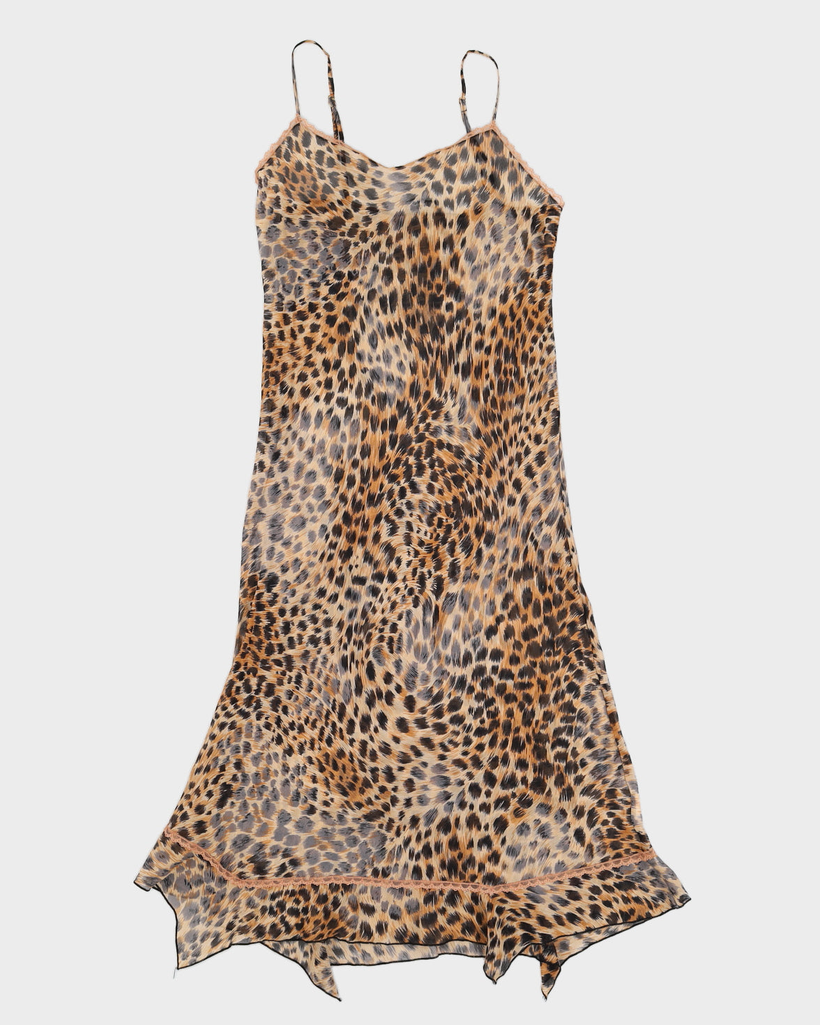 Vintage 00s Teccia Silk Leopard Slip Dress - XS