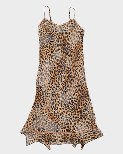 Vintage 00s Teccia Silk Leopard Slip Dress - XS