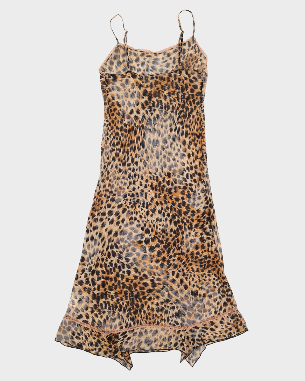Vintage 00s Teccia Silk Leopard Slip Dress - XS