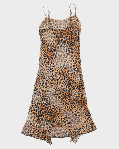 Vintage 00s Teccia Silk Leopard Slip Dress - XS