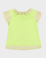 Vintage 60s Le Voyis Lime Green Lace Nightie - M