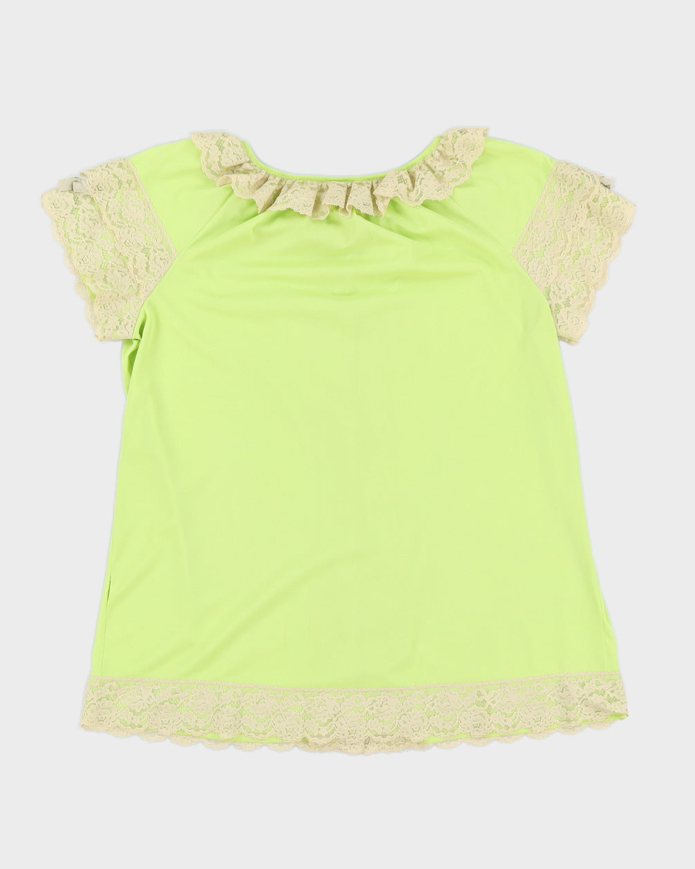 Vintage 60s Le Voyis Lime Green Lace Nightie - M