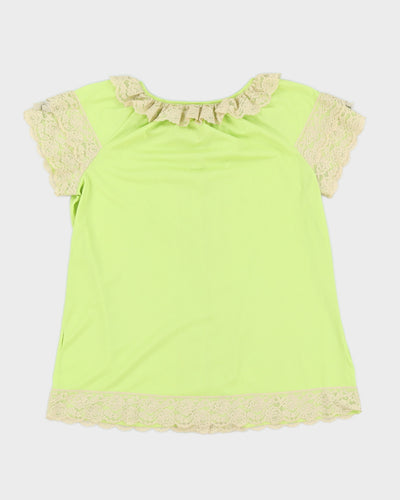 Vintage 60s Le Voyis Lime Green Lace Nightie - M