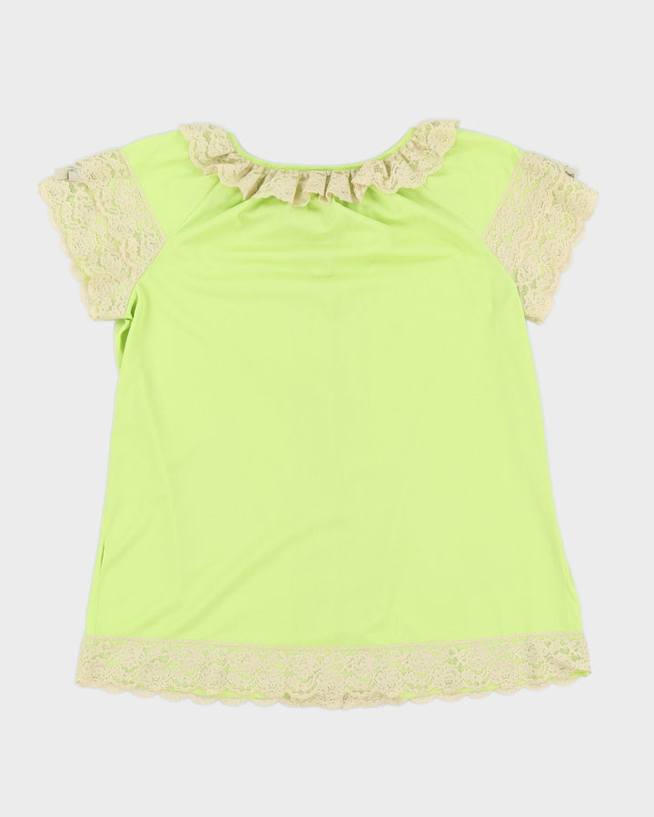 Vintage 60s Le Voyis Lime Green Lace Nightie - M