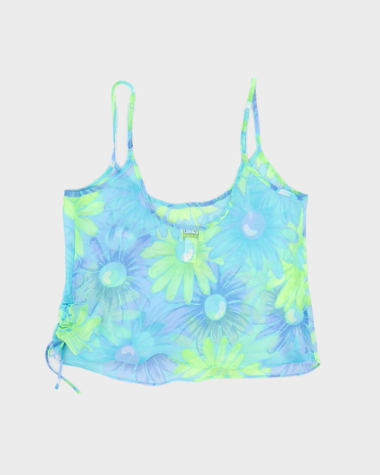Y2K 00s La Senza Floral Cami With Ruched Side - L