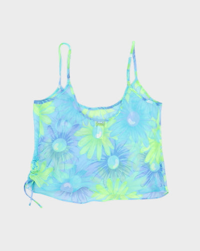 Y2K 00s La Senza Floral Cami With Ruched Side - L