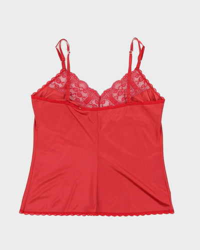 Vintage 80s St Michael Red Lace Cami Top - M/L