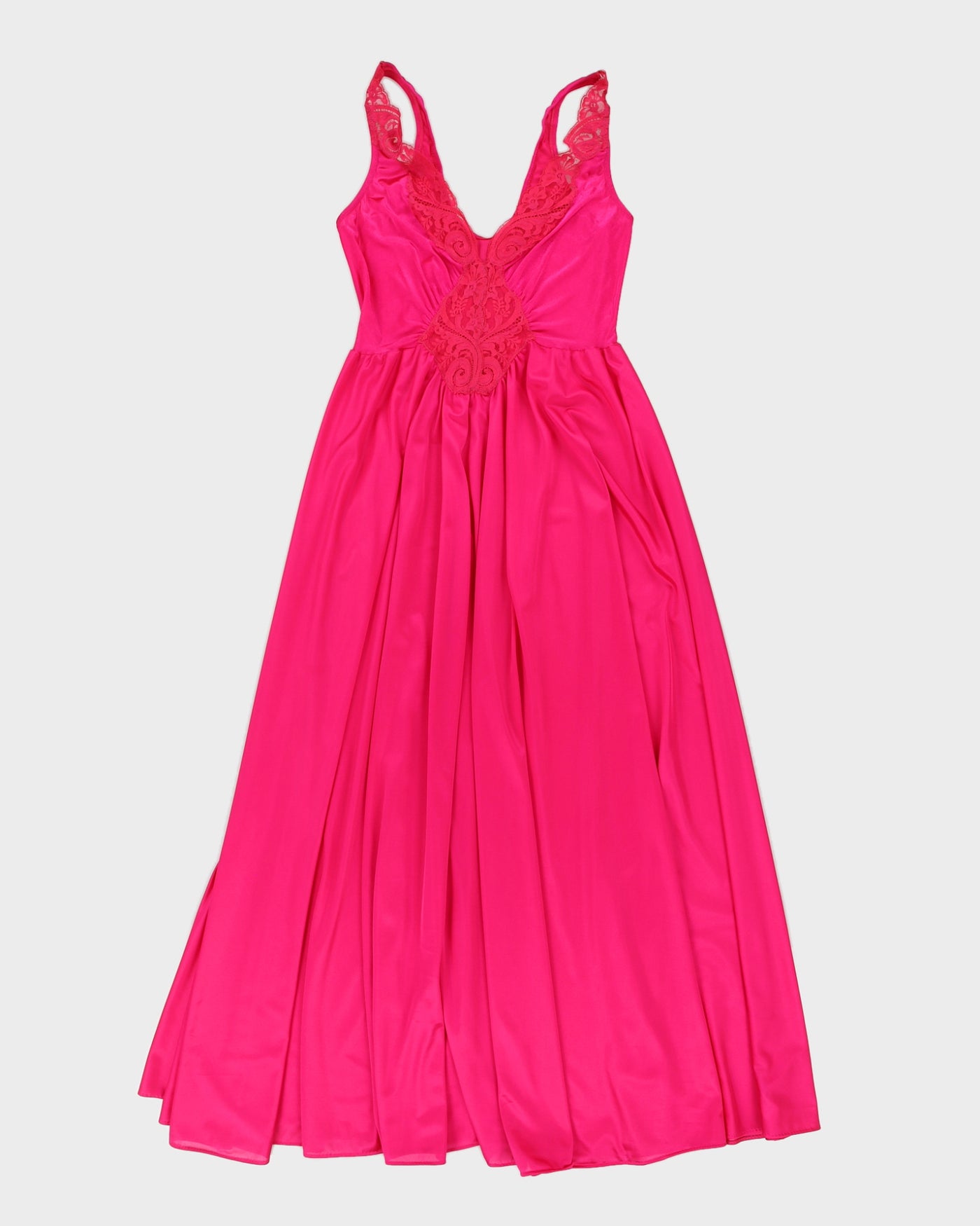 Vintage 70s Olga Fuschia Pink Night Dress - L/XL