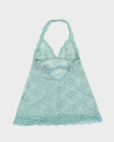 Blue Victoria's Secret Halterneck Lace Cami - S