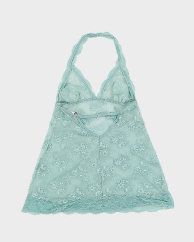 Blue Victoria's Secret Halterneck Lace Cami - S