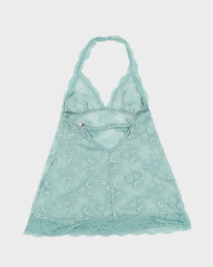 Blue Victoria's Secret Halterneck Lace Cami - S