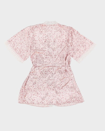 White and Red Paisley Print Dressing Gown - M