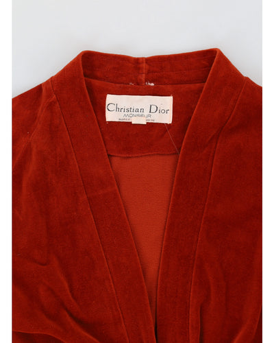 Vintage 70s Christian Dior Orange Terry Towelling Robe - S