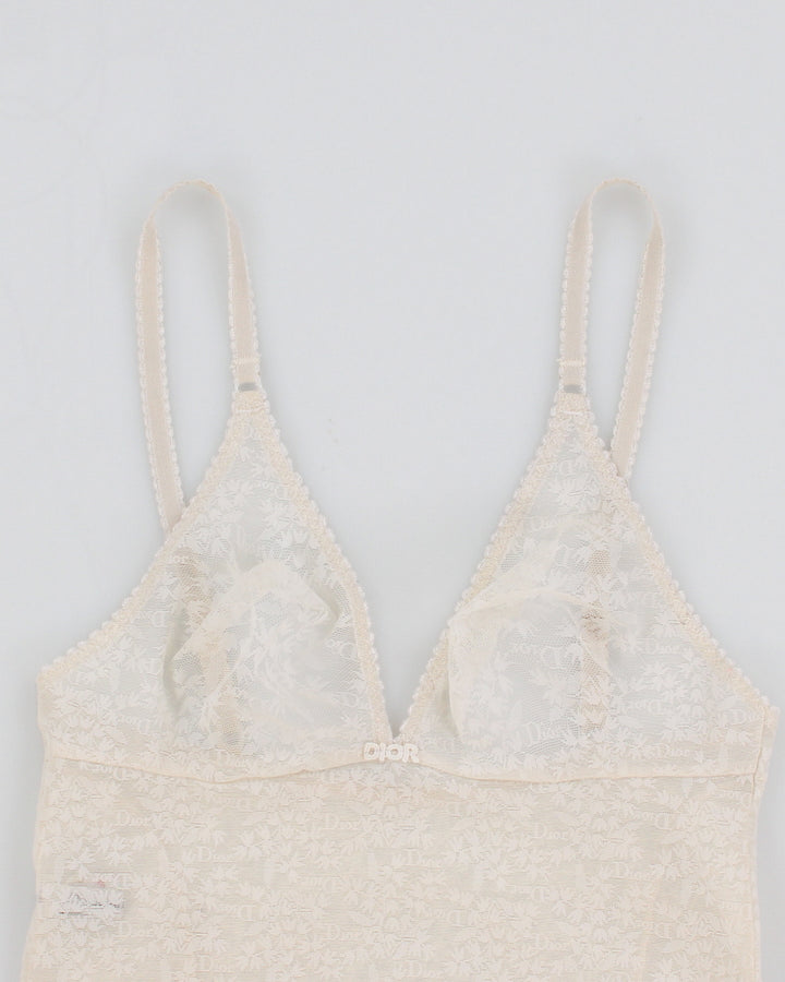 Vintage 80s Christian Dior Monogram Cream Bodysuit - XS/S
