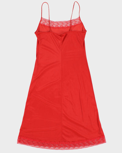 Vintage 1970s Janice Young For Papillon Blanc Red Lace Slip Dress - S