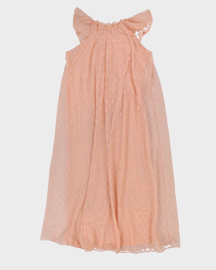 Vintage 70s Pink Floral Maxi Nightgown - M/L