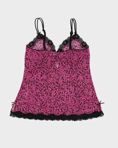 Y2K 00s La Vie En Rose Pink Leopard Print Camisole - S