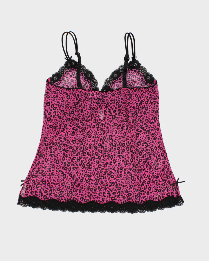 Y2K 00s La Vie En Rose Pink Leopard Print Camisole - S