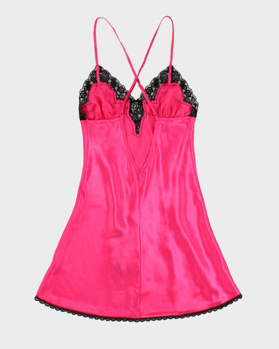 Y2K 00s La Vie En Rose Hot Pink Slip - S