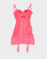 Y2K La Vie En Rose  Pink Satin and Lace Slip - XS