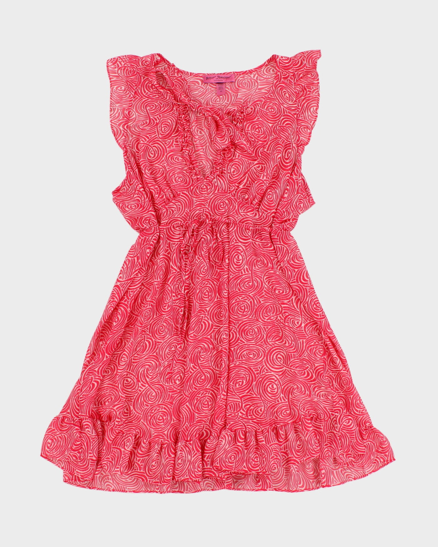 Betsey Johnson Intimates Pink & White Chiffon Nightie Dress - M