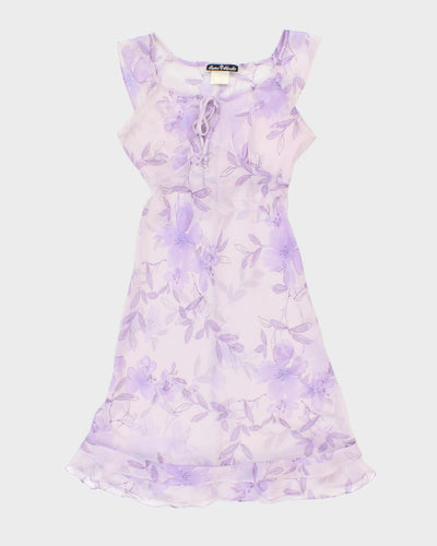 Vintage Euro Mode Purple Floral Slip Dress - M