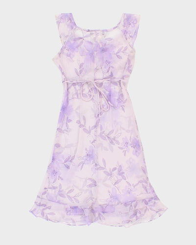 Vintage Euro Mode Purple Floral Slip Dress - M