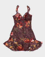Vintage 90s Donna Purple Floral Slip Dress - S