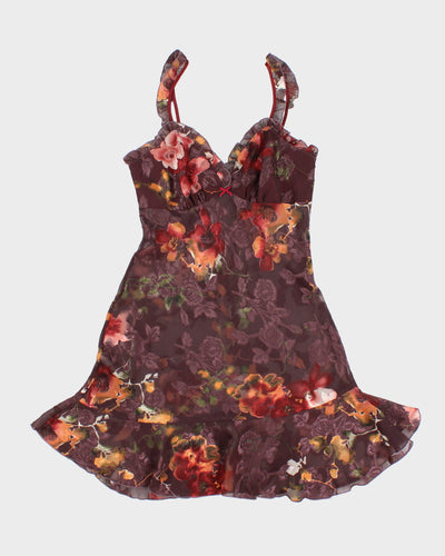 Vintage 90s Donna Purple Floral Slip Dress - S