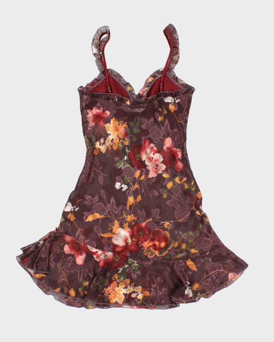 Vintage 90s Donna Purple Floral Slip Dress - S