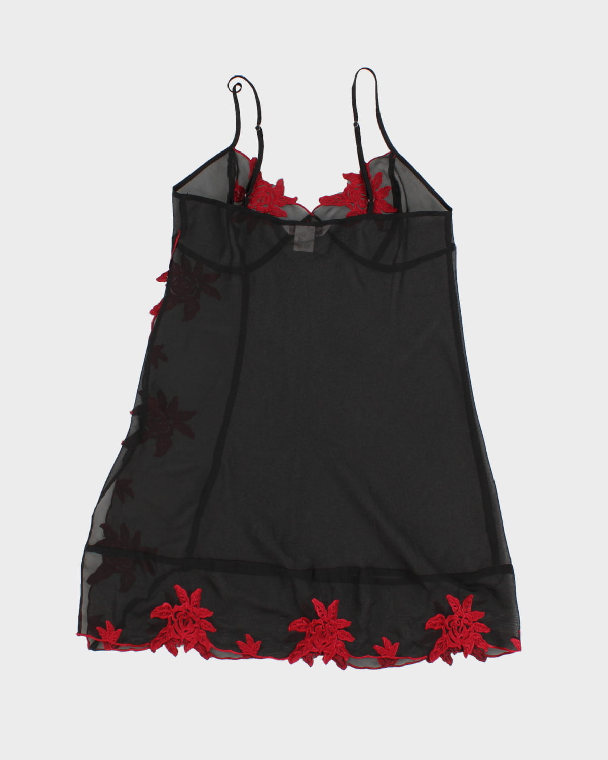 La Vie En Rose Floral Embroidered Mesh Slip Dress - M