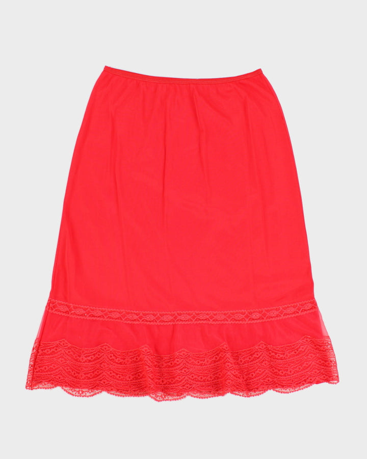 Red Layered Lace Petticoat Slip Skirt - M