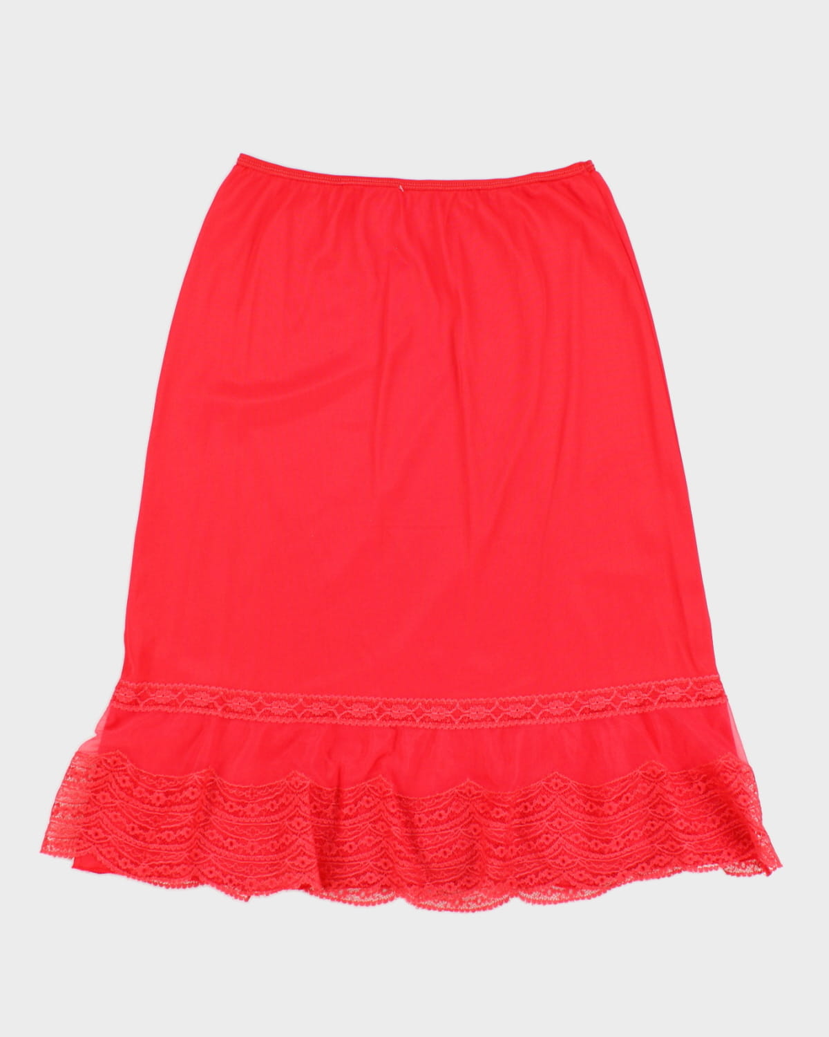 Red Layered Lace Petticoat Slip Skirt - M